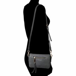 Marc Jacobs Recruit Gray Pebbled Leather Crossbody Camera Bag Silver Hardware